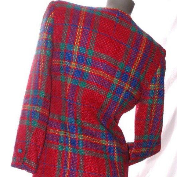 ♥ Vintage 2 Pc. Dress Suit Pencil Skirt Blazer Jacket Set Wool Blend - Picture 10 of 14